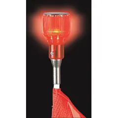 Solid red replacement lens for vehicle-mounted warning whip antennas. Restores visibility on trucks, construction equipment, and other fleet vehicles. Lens only, compatible with standard whip assemblies.