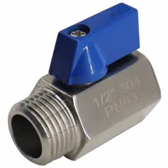 APPROVED VENDOR Mini Stainless Steel Ball Valve, 1 in, 316 SS, Locking Lever Handle, 06Q103N04010