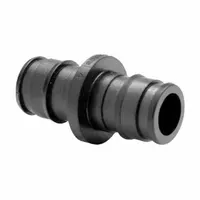 Polymer expansion-type barbed tube fitting with barbed x barbed connections for joining two lengths of PEX tubing. Designed for use in plumbing and hydronic systems, it utilizes an expansion connection method to create a secure joint