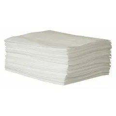 Polypropylene sorbent pad for absorbing industrial spills, leaks, and drips of oils, coolants, solvents, and water-based fluids. Each pad absorbs 29 7/16 oz. Commonly used in maintenance, machining, and chemical handling areas to keep floors dry and safe.