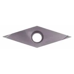 Diamond indexable turning insert for precision machining of non-ferrous materials such as aluminum, copper, and plastics. Suitable for turning, boring, and facing operations requiring fine surface finishes.