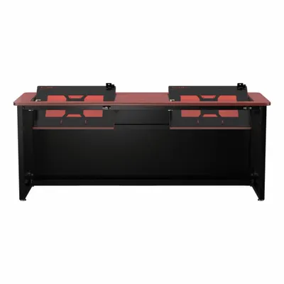 VERSADESK Computer Desk: Metal, Cherry, 0 Drawers, 60 in Overall Wd, 29 in Overall Ht - Downview Computer Desk