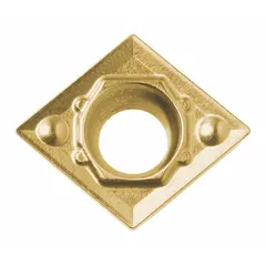 This diamond indexable turning insert is designed for precision machining of non-ferrous materials, composites, and abrasive plastics. It is suitable for finishing operations on CNC lathes, delivering high surface finish and extended tool life in general engineering applications.
