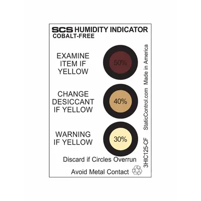 SCS 3-Spot Humidity Indicator Card, 3 in Length, 30%/40%/50% RH, Pack of 125 - Humidity Indicators