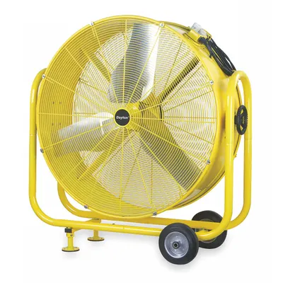 Dayton Portable Fan: 42 in Blade Dia, 120V AC, Mobile, 1/2 hp, Direct Drive - High-Visibility Industrial Floor Fans