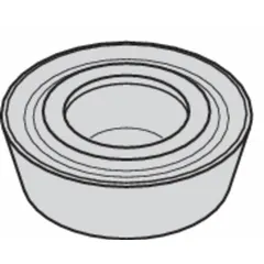 Round indexable milling insert for general-purpose milling in steel, stainless steel, and cast iron. The round geometry provides smooth cutting action and reduced vibration, suitable for roughing and semi-finishing operations in industrial machining.