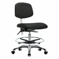 Cleanroom Task Chair: Vinyl, Armless, Ht Range 21 1/2 in to 29 in, 18 1/2 in Seat Wd, 17 in Seat Dp (MPN BR-NCR-VMBCH-CR-T1-A0-CF-CC-8540)