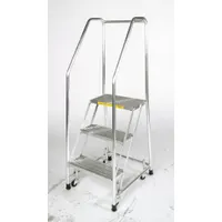 BALLYMORE Rolling Ladder: 4.8 ft Platform Ht, Assembled, Aluminum, Wt-Actuated, Ribbed (MPN A6SH30)