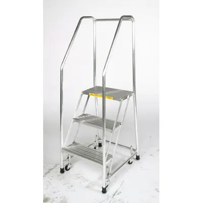 BALLYMORE Rolling Ladder: 4.8 ft Platform Ht, Assembled, Aluminum, Wt-Actuated - Aluminum Weight-Actuated Ladders