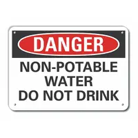 Plastic Potable Water Danger Sign: Plastic, Mounting Holes Sign Mounting, Not Retroreflective (MPN LCU4-0513-NP_14X10)