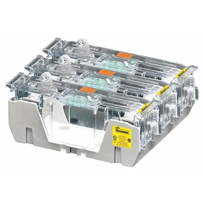 BUSSMANN Fuse Block: Open Block Design, 3 Pole, 250 V AC, Box Lug - Fuse Blocks for UL Class H & K Fuses