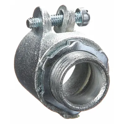 RACO Straight Connector - Squeeze Clamp Style: Iron, 3/4 in Trade Size, 3/4 in MNPT - Straight Connectors - Squeeze Clamp Style