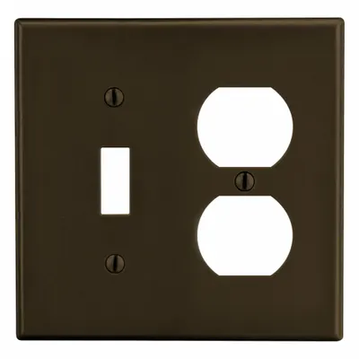 HUBBELL Wall Plate: Combo, 2 Gang, Brown - Combination Wall Plates