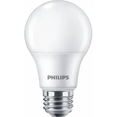 This LED bulb features a classic A19 shape with a frosted finish, providing soft, even illumination. It operates at 8.8 watts and delivers a 4000K color temperature. Suitable for general indoor lighting in lamps, ceiling fixtures, and sconces requiring a medium screw (E26) base.