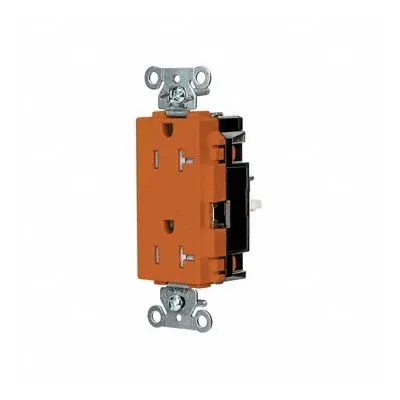 HUBBELL Receptacle: Decorator Duplex, 5-20, Orange, 125V AC, 20 A, 2 Pole / 3 Wire (MPN DR20STOTR) - General Purpose Receptacles
