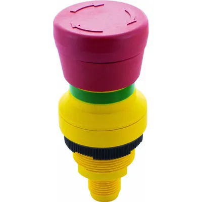 MURRELEKTRONIK Emergency Stop Push Button: Non-Illuminated, Mushroom Head Profile, Non-Metallic - Extended-Length Push Buttons