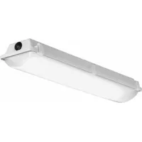 4 ft LED linear vapor-tight light fixture delivering 8,000 lm at 4000K with 13 W power consumption. Operates on 120/277V AC and carries IP65/IP66/IP67 ingress protection ratings. Suitable for wet, dusty, or corrosive environments such as food processing areas, parking garages, and wash-down locations