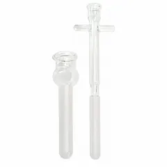 This Tenbroeck tissue grinder is made of borosilicate glass for both tube and pestle. It has a 1 mL capacity, a tube diameter of 3/8 in, and a pestle length of 5 1/2 in. Used for homogenizing soft tissue samples in laboratory research, such as cell lysis and protein extraction.