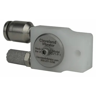 CLEVELAND VIBRATOR CO. Pneumatic Vibrator: 24.8 lbf, 20,500 vpm, #10-32 UNF, CVT-P - Sanitary Turbine & Ball Vibrators