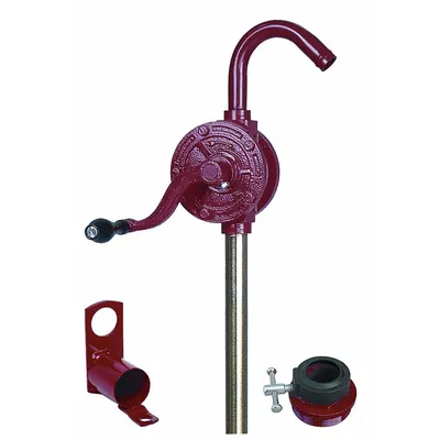 Dayton Hand Pump: Rotary Action, Pump with Spout, Cast Iron Housing, 8 oz per stroke - Rotary-Crank Drum Pumps