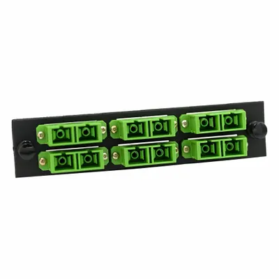 FIBERTRONICS Fiber Optic Adapter Plate: Single Mode, OS2, 12 Fiber Ports, SC, APC, Duplex - Fiber Optic Adapter Plates