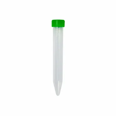 OEM PPCO Centrifuge Tube, 15 mL, Conical Bottom, Natural, with Green Closure - Plastic Centrifuge Tubes
