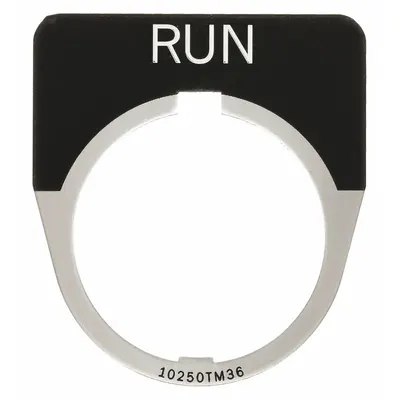 EATON Legend Plate: 30 mm Panel Mounting Size, Half-Round, 1 5/8 in Overall Wd - Push-Button Rings & Plates