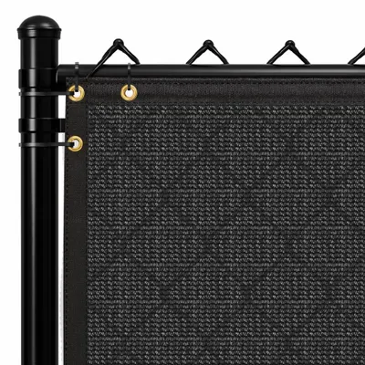 KEYSTONE FABRICS Privacy Screen: Black, High-Density Polyethylene, 7.66 ft Overall Ht - Privacy & Shade Screens