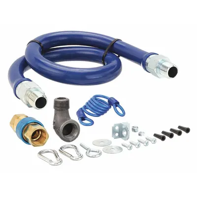 DORMONT Gas Safety Kit: 1/2 in Hose Inside Dia., 36 in Hose Lg, 77,000 BTU Capacity - Moveable Foodservice Connectors