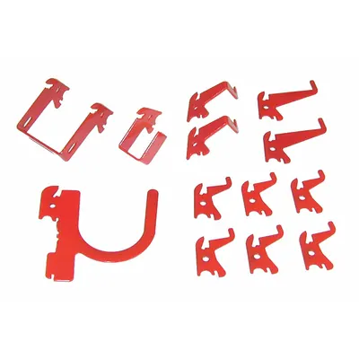 WALL CONTROL Slotted Toolboard Hook Kit: 11 Hooks, Red, Steel - Hook Assortments for Slotted Pegboard