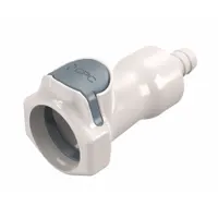 Quick Connection Coupling: Straight, 3/8 in ID Size, Quick-Disconnect Coupler x Barbed, Polysulfone (MPN HFCD17635)
