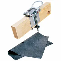 Steel clamp-on anchor for permanent installation on flat wood roofs. Features a pivot D-ring and bolt-on base attachment. Used as a tie-off point for fall arrest systems on wood roof structures