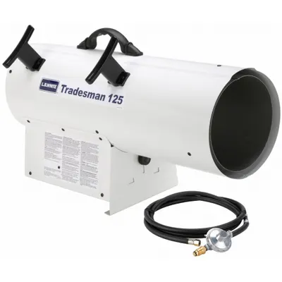 L.B. WHITE Portable Gas Torpedo Heater: 125,000 BtuH Heating Capacity Output, Propane - Direct-Fired Portable Gas Torpedo Heaters