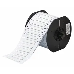 Precut sleeve label roll for wire and cable identification. Polyvinylidene fluoride material in white matte finish. Each roll contains 750 labels measuring 3/16 in x 2 in. Compatible with BBP33 printer series.
