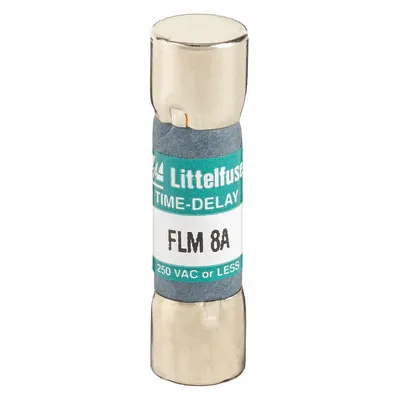LITTELFUSE Fuse: FLM Series, Midget, Time-Delay, 8 A, 250 V AC, 13/32 in x 1 1/2 in - Time-Delay Cylindrical Fuses