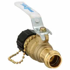 This two-piece, straight bronze ball valve features a lever handle and Press x Press connections for fast installation without threading or welding. Includes a dust cap and chain to protect the valve stem. Suitable for on/off flow control in plumbing, HVAC, and industrial piping systems.