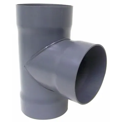 PLASTIC SUPPLY Duct Tee: PVC, For 10 in Duct Dia, 20 3/4 in Overall Lg, 10 3/4 in Inlet Dia - Branches
