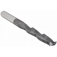 General-purpose carbide square end mill with AlTiN coating for wear resistance and heat protection. Two-flute design with 3/4" cutting diameter, 1-1/2" length of cut, and 6" overall length. Suitable for milling, slotting, and profiling in metals, plastics, and composites.