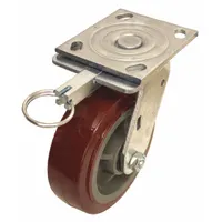 APPROVED VENDOR Plate Caster: Swivel, Directional Lock, Iron, 6 in Wheel Dia., 2 in Wheel Wd, Slot (MPN P21S-URP060R-14-DL)