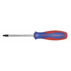 This Torx screwdriver features a T27 tip size and an overall length of 8 1/2 inches. It is suited for general-purpose fastening and loosening of Torx-head screws in maintenance, assembly, and repair tasks.
