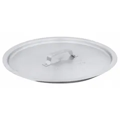 Aluminum cover for 160-quart stock pots, 25 inches in diameter. NSF Certified for food safety. Used in commercial kitchens to cover large pots during cooking, holding, or storage, helping maintain temperature and prevent contamination.