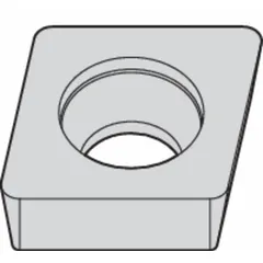 Diamond indexable turning insert for precision machining of non-ferrous materials, composites, and abrasive workpieces. Available in geometries CCMW3251 and CCMW09T304. Suitable for fine finishing cuts in general turning applications.
