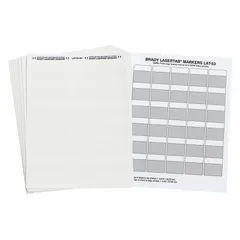 White matte polyester wraparound label measuring 1.5 inches by 1.5 inches. Designed for permanent identification of wires and cables ranging from 10 AWG to 4 AWG. Suitable for use in industrial control panels, electrical installations, and maintenance applications where clear and durable marking is required.
