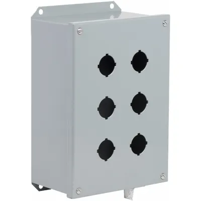 SCHNEIDER ELECTRIC Control Station Enclosure: 30mm, 6 Holes, Carbon Steel - Enclosures for 30mm Operators
