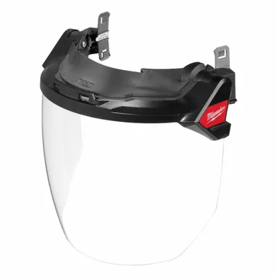 MILWAUKEE Face Shield: Anti-Fog/Scratch-Resistant, Metal Detectable/Reusable - Milwaukee Face Shield Assemblies for Hard Hats