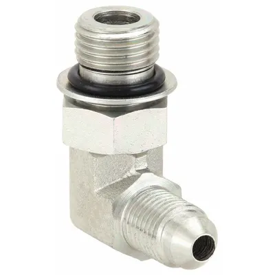 AEROQUIP Hydraulic Hose Adapter: 3/8 in x 1/4 in Fitting Size, Male x Male, ORB x JIC - ORB-to-JIC Steel Hydraulic Hose Adapters