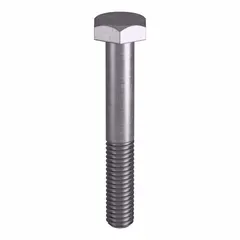 Grade B8 heavy hex bolt, 3/8"-16 thread size, 2-3/4 inches long. Made to ASTM A193 material standards and ASME B18.2.1 dimensional standards. Plain finish. Sold in a pack of 10 without nut. Used in structural bolting applications requiring corrosion resistance and high-temperature performance.