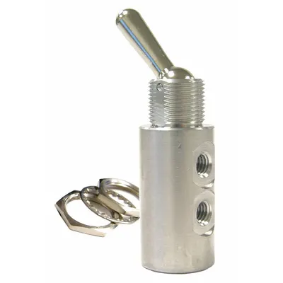 PNEUMADYNE INC Manual Air Control Valve: Three-Way, 10-32 Female UNF, Toggle - Pneumadyne 300 Series Manual Air Control Valves