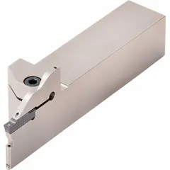 Indexable toolholder for external grooving, parting, and turning operations. Accepts standard KC-style inserts. Suitable for use on CNC lathes and manual machines in general machining applications.