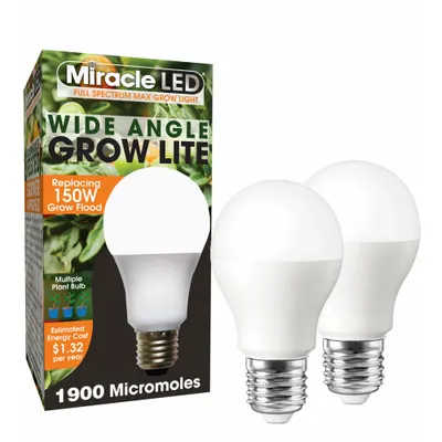 MIRACLE LED A19 Full/Broad Spectrum LED Grow Bulb - Plant Growth Bulbs